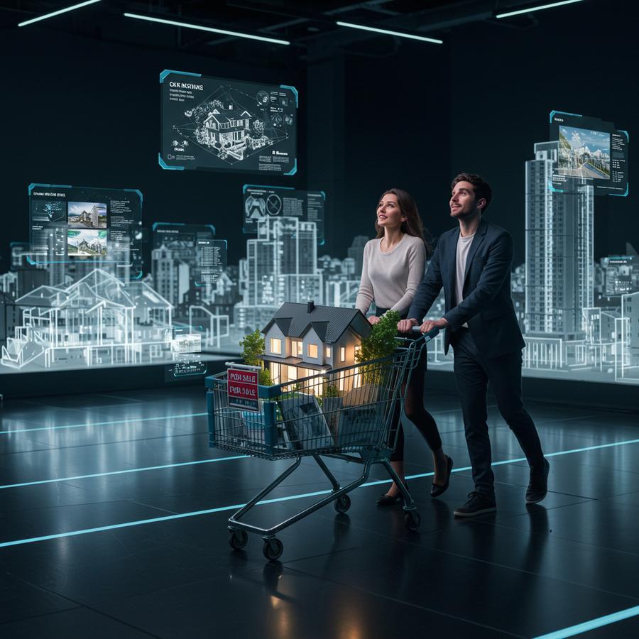 Compradores explorando proyectos inmobiliarios con tecnología inmersiva